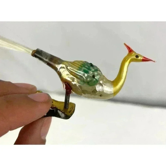 Antique German Blown Glass Clip on Birds with Tails Christmas Ornaments VTG - Picture 3 of 16